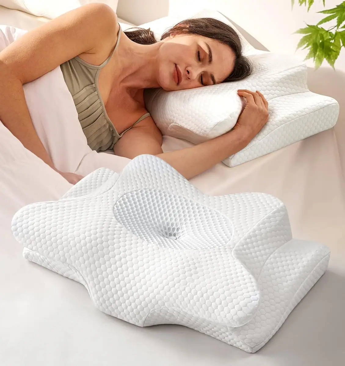 Emircey cervical neck pillow in white